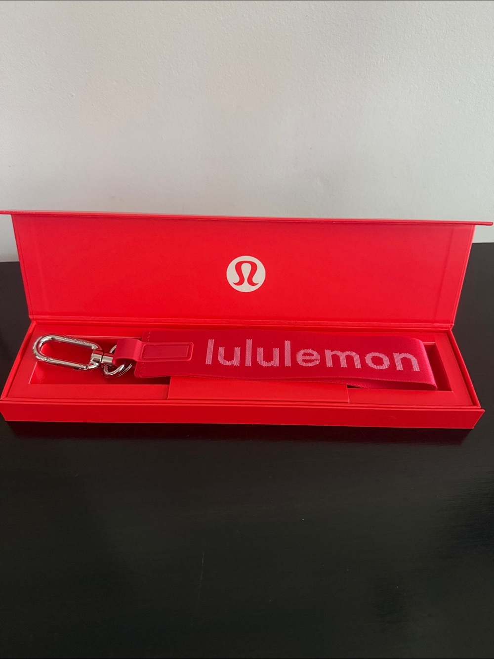 lululemon Red and White Branded Key Strap